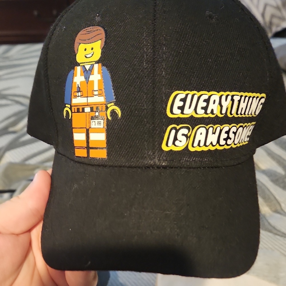 LEGO Emmet Everything Is Awesome Black Baseball Cap Cartoon Movie One Size